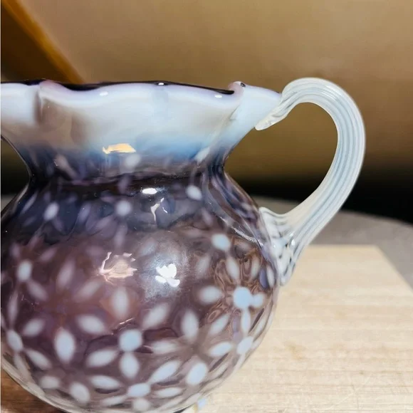 Sold! Fenton Purple Opalescent Snowflake Pitcher - Picture 4 of 8
